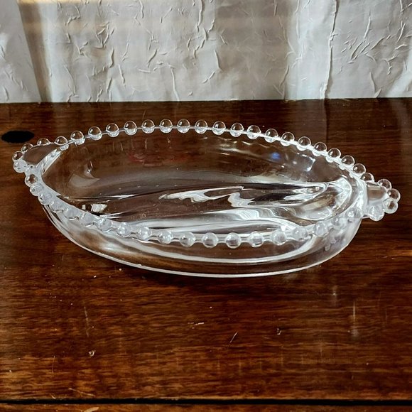 Imperial Glass Candlewick Oval 2 Part Relish Dish 8" divided serving bowl vntage - Picture 3 of 10